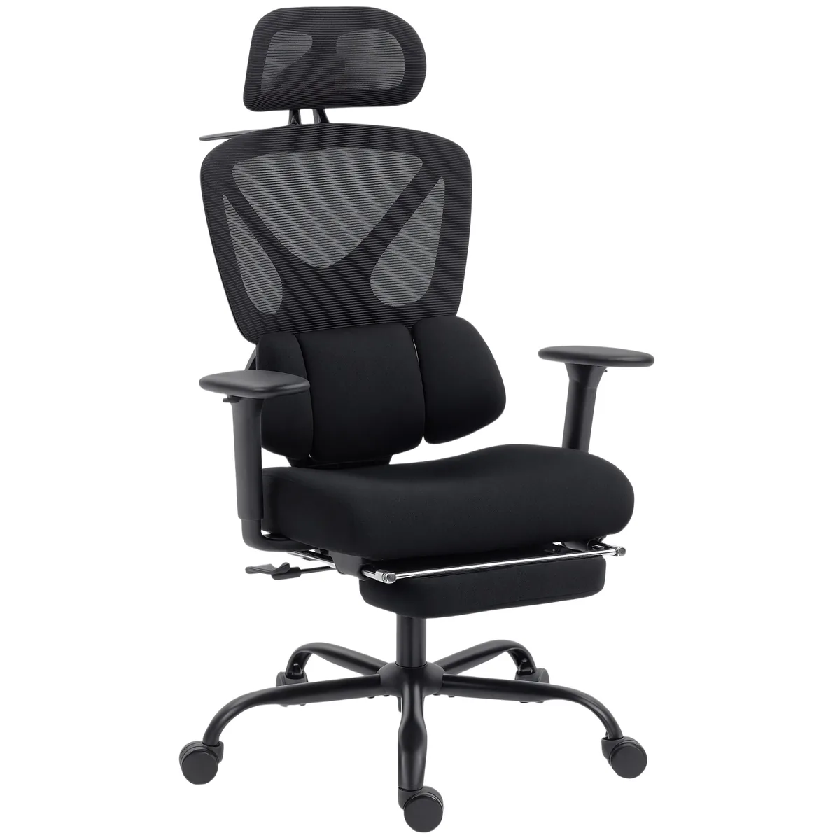 Scaun de Birou HOMCOM Ergonomic Suport Lombar Picioare 73x75x120-128cm Negru
