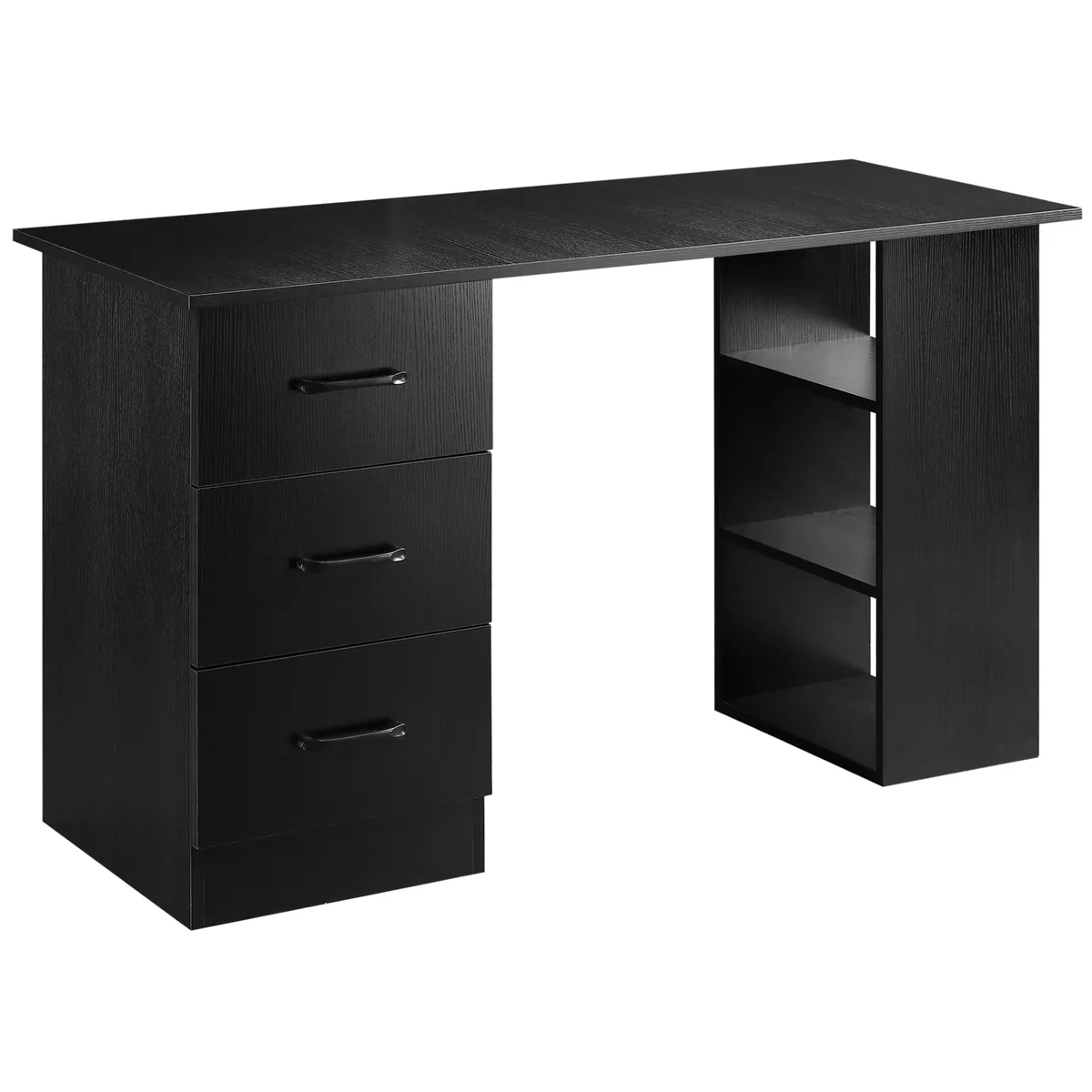 Birou de Calculator HOMCOM 120x49x72cm 3 Sertare 3 Rafturi Negru