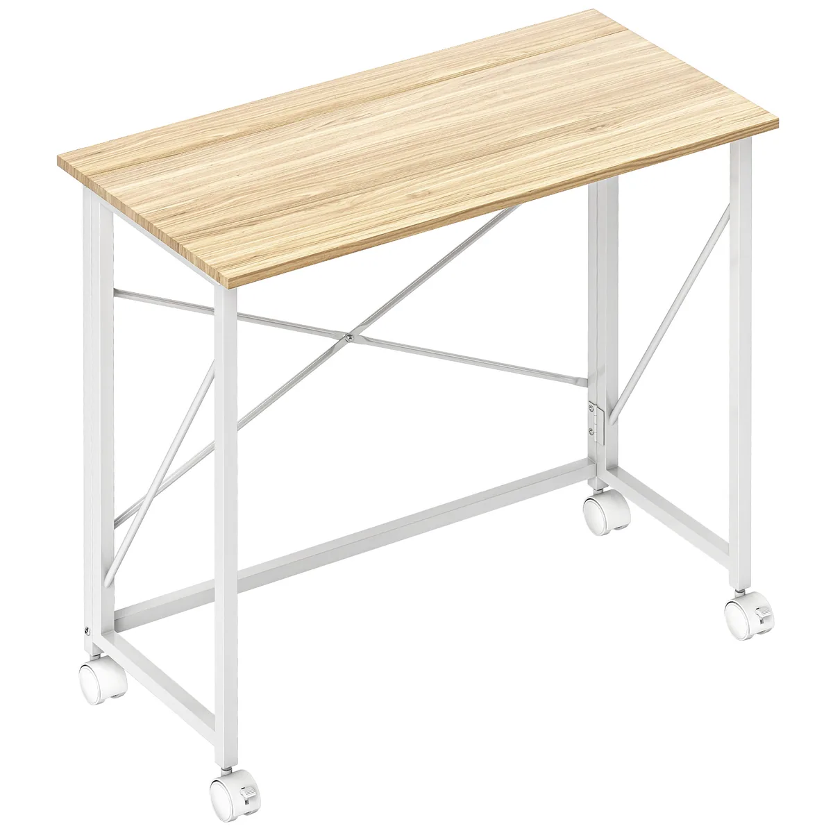 Masă Pliabilă HOMCOM Pe Roți 80cm Ton Natural