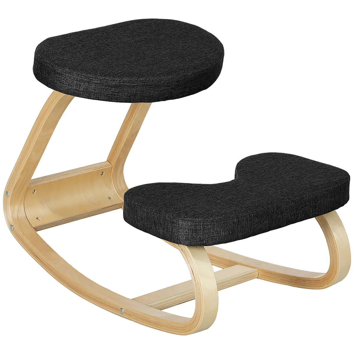 Scaun de Genunchi Ergonomic HOMCOM Țesătură Aspect In și Lemn Negru