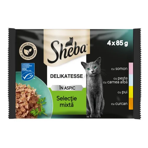 Plicuri Hrana Pisici Sheba Delicato Mixed 4x85g