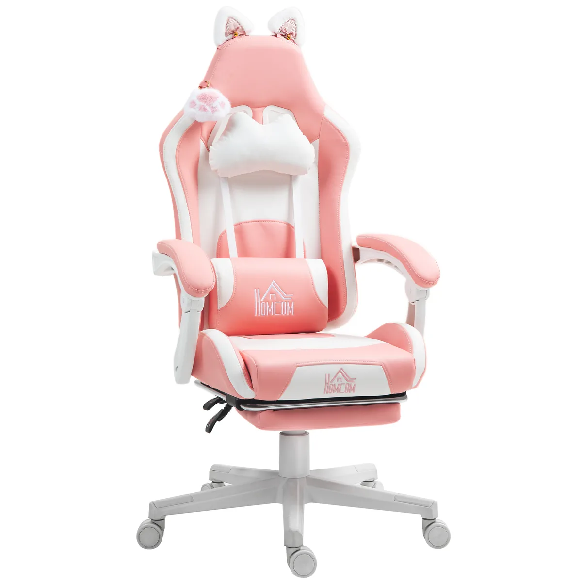 Scaun de Gaming HOMCOM Urechi de Pisică Roz