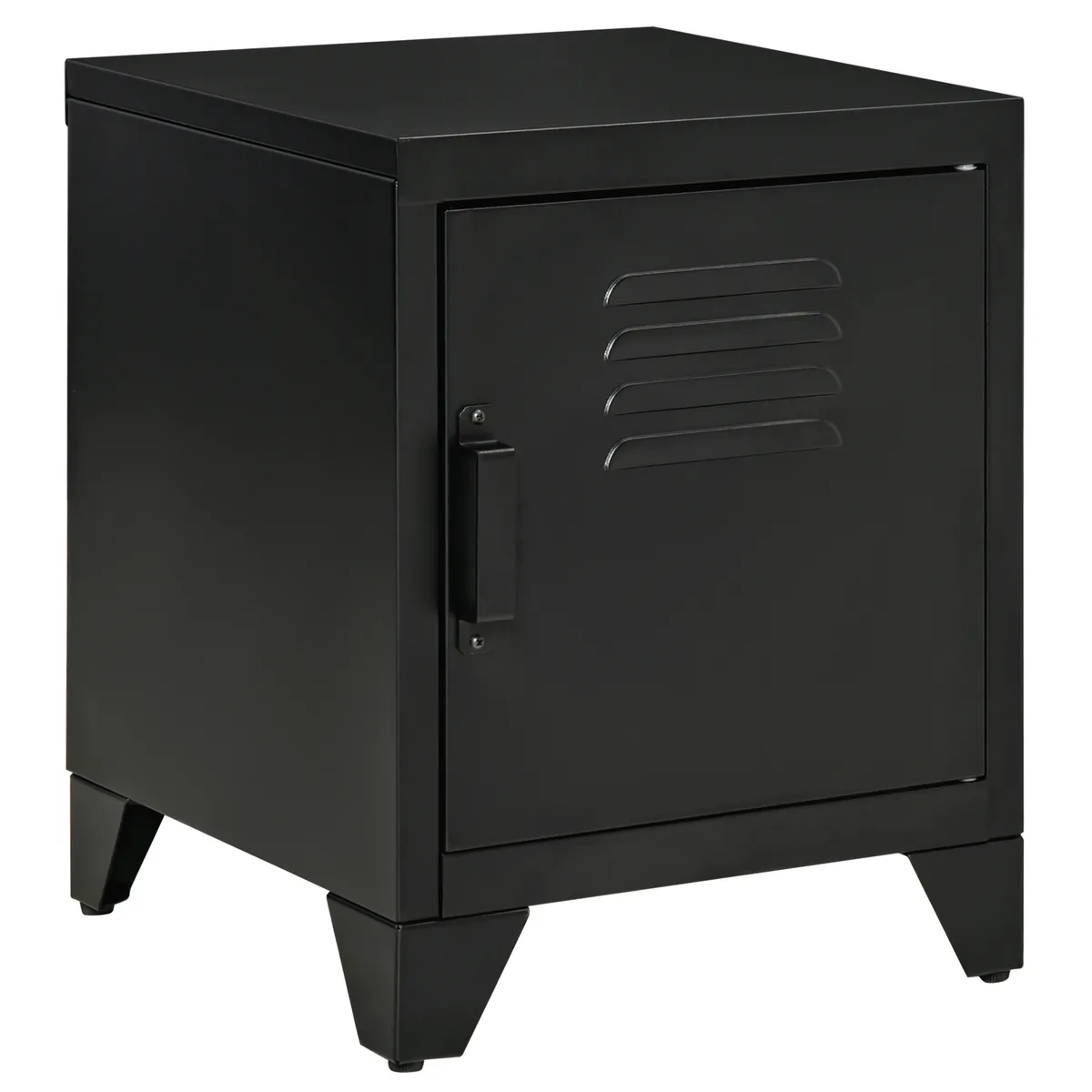Noptieră Homcom Metal cu Raft Reglabil si Ușă 50x40x47.5cm Negru