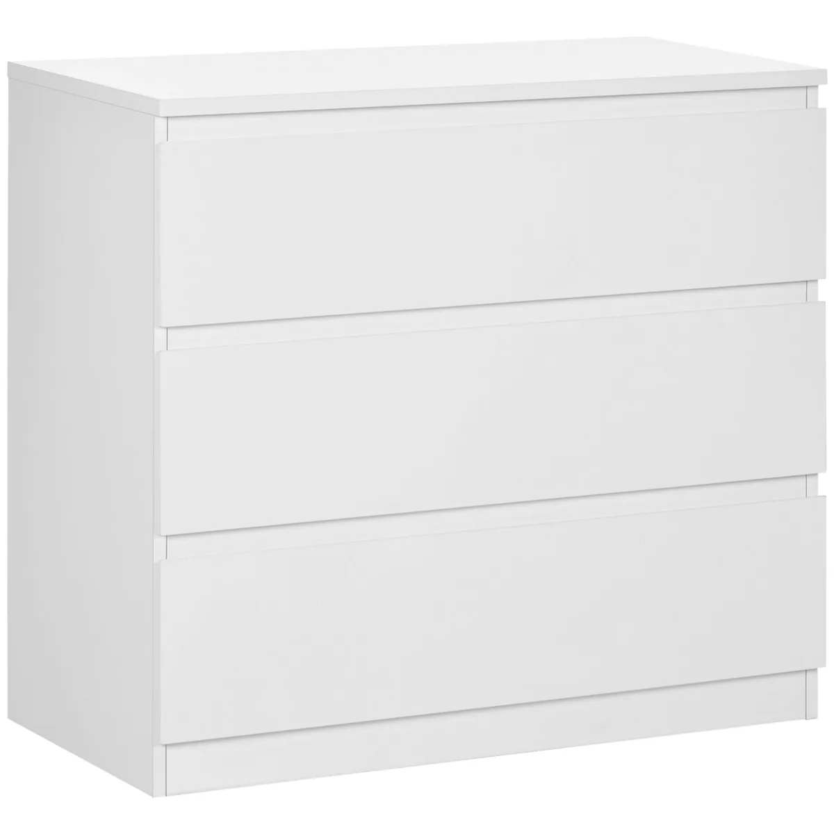 Comodă HOMCOM Modernă 3 Sertare fără Mânere 80x39x73cm Alb
