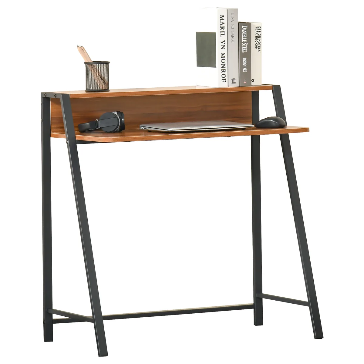 Birou HOMCOM cu Rafturi Lemn Castaniu 84x45x85cm