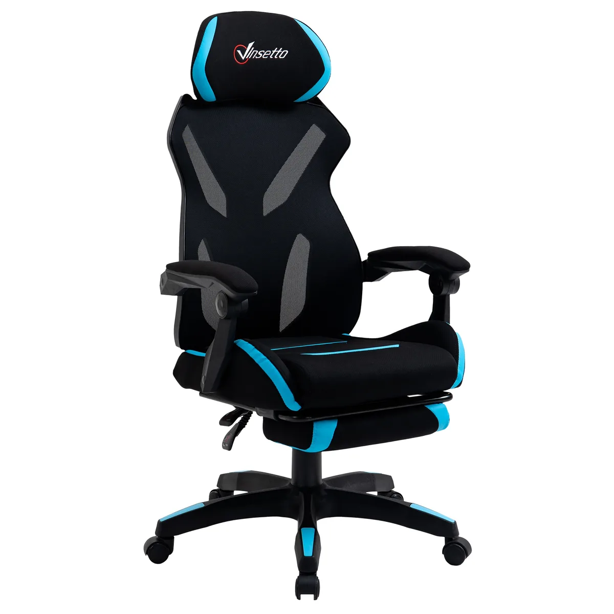Scaun Gaming Vinsetto Țesătură Negru și Albastru 65x65x119-129cm