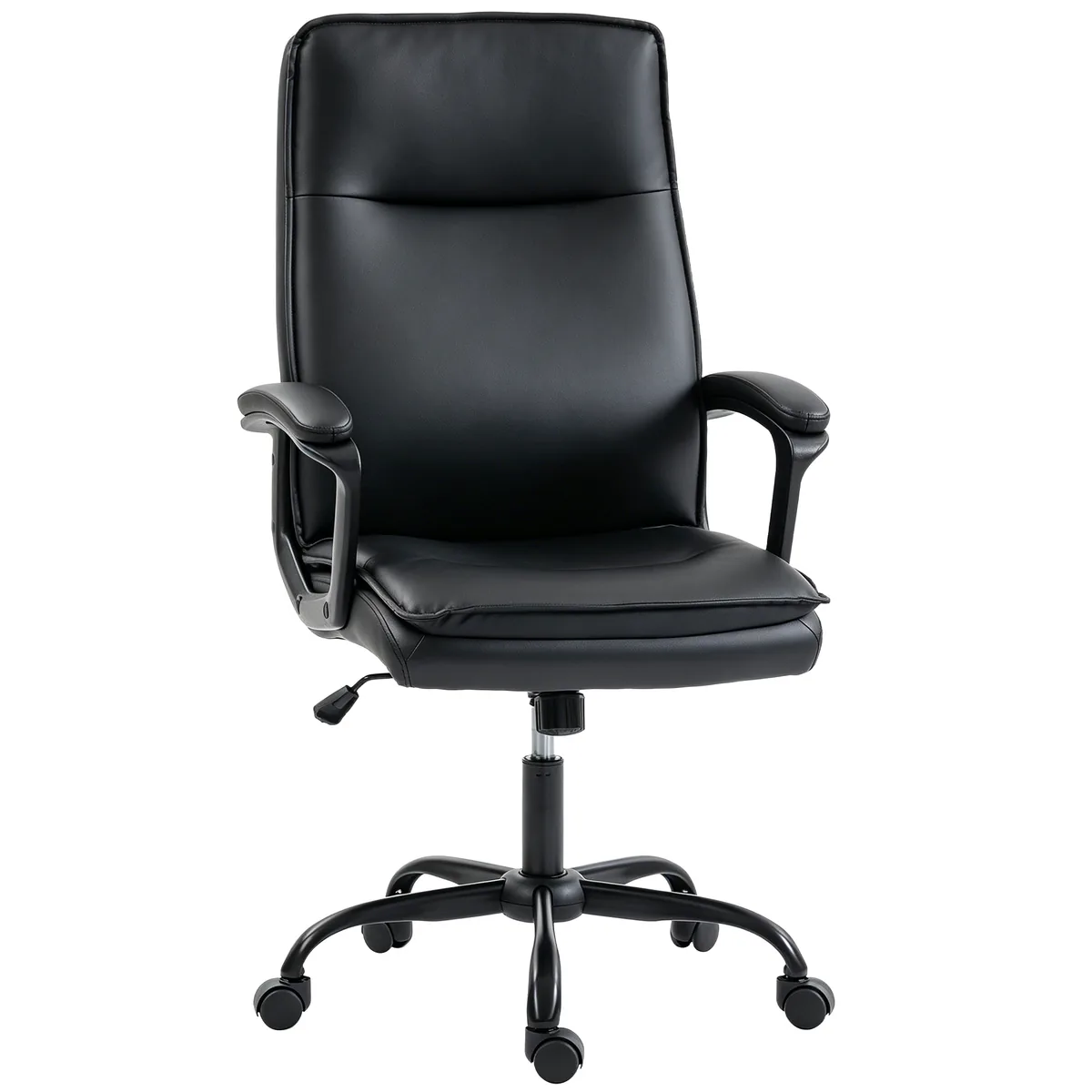 Scaun de Birou HOMCOM Piele PU Rotativ Legănare Reglabil 120kg Negru