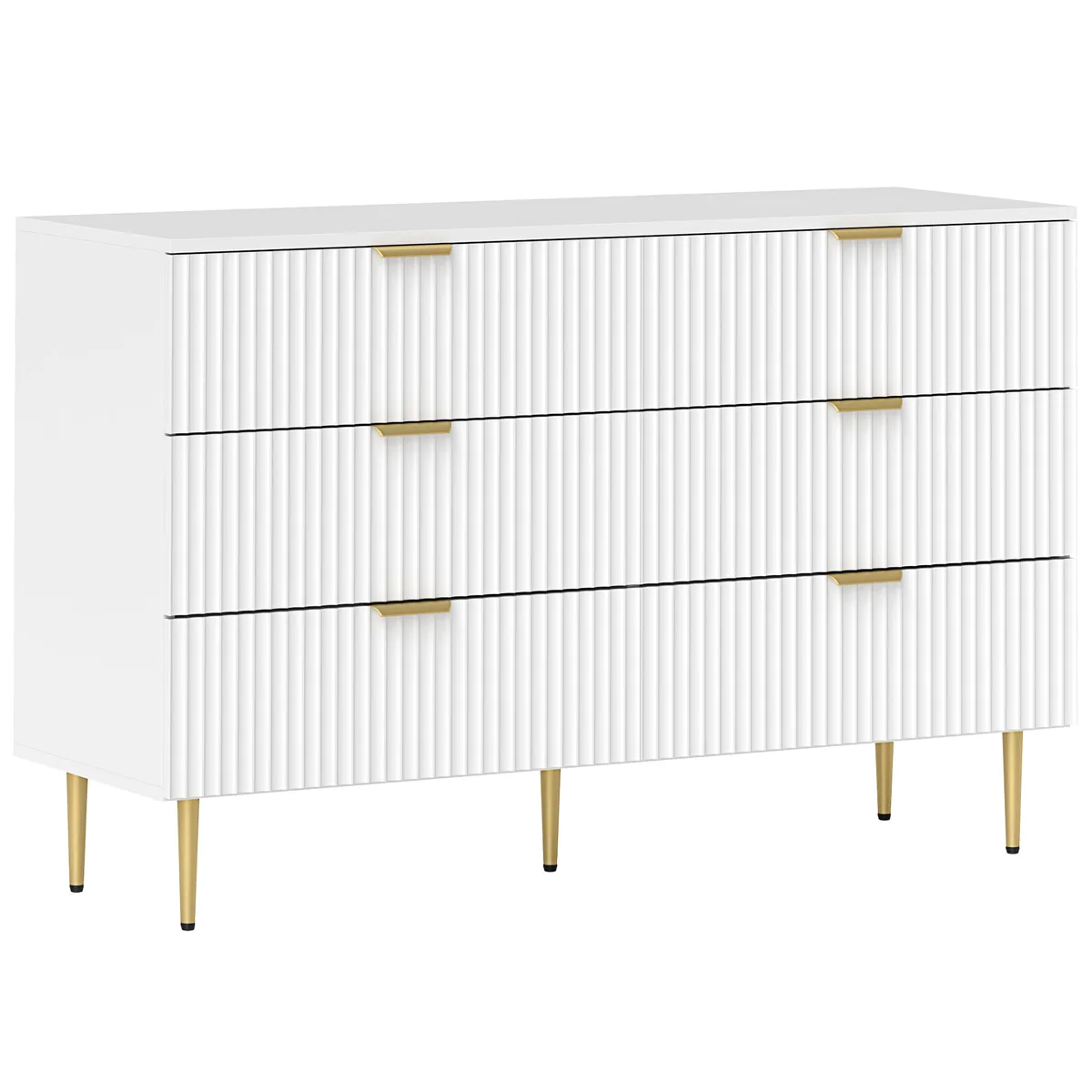 Comodă HOMCOM 6 Sertare Alb Auriu 120x40x76.5cm