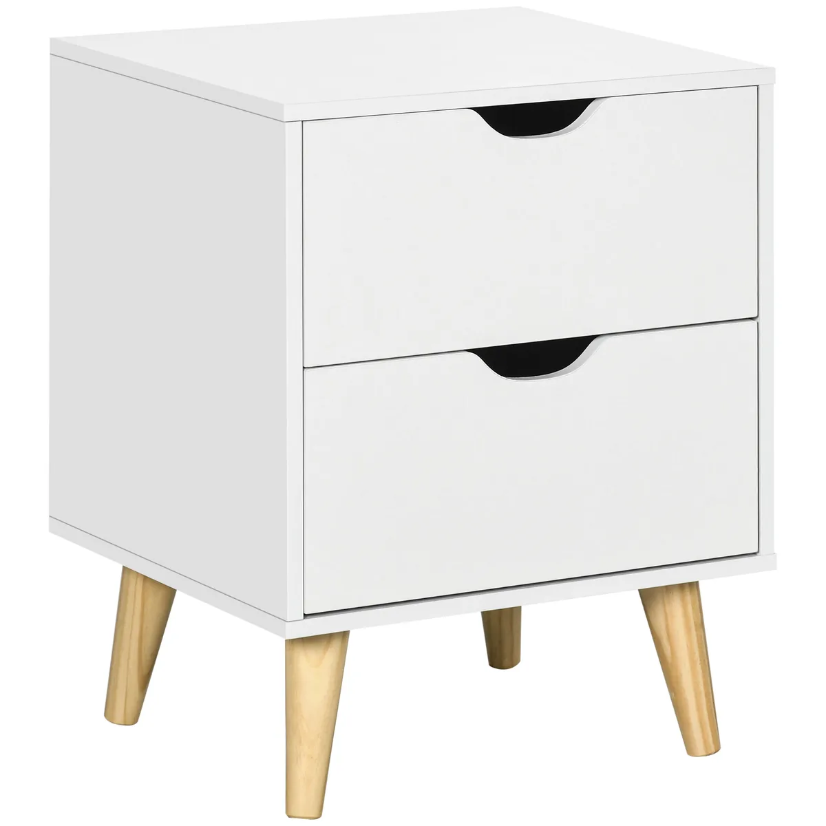 Noptieră HOMCOM Scandinavian 2 Sertare Alb 40x35x50,5 cm