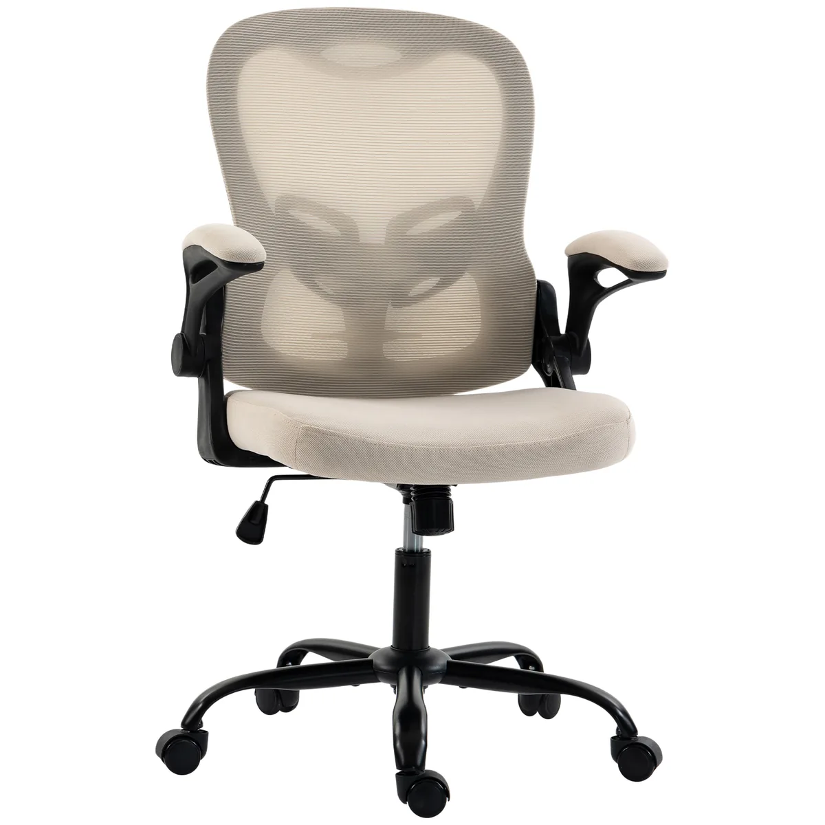 Scaun de Birou HOMCOM Ergonomic din Plasa Bej