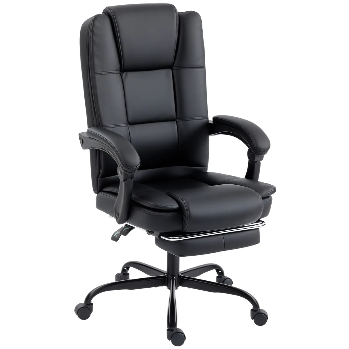 Scaun de Birou HOMCOM Ergonomic Reclinabil Piele PU Suport Picioare Negru