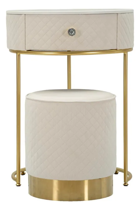 Noptiera Mauro Ferretti Cu Puf Crem Auriu 52x70cm 36x37cm