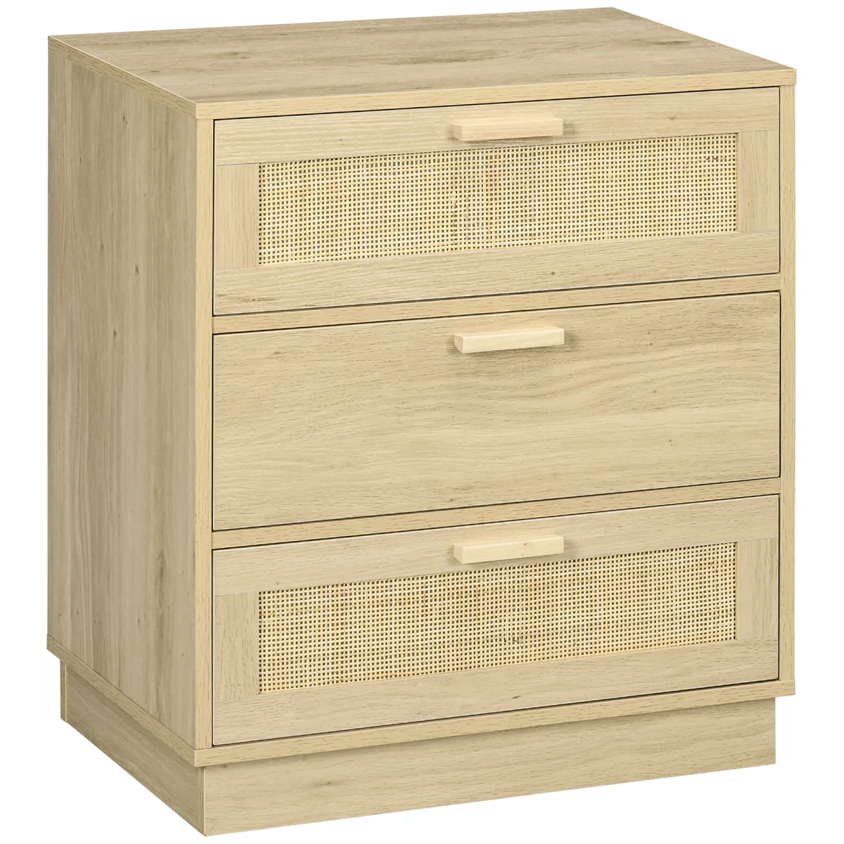 Comoda Homcom Boem Ratan 3 Sertare Lemn Natural