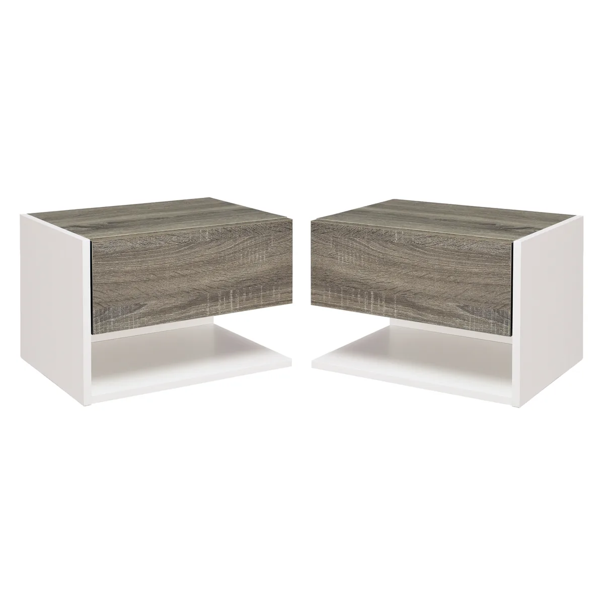 Set 2 Noptiere Suspendate HOMCOM 35x32x22.5cm Stejar si Negru
