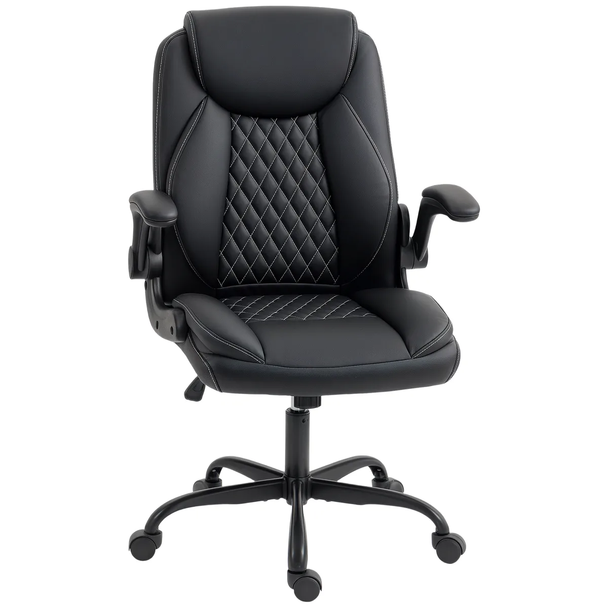 Scaun de Birou HOMCOM Ergonomic Cotiere Rabatabile Negru