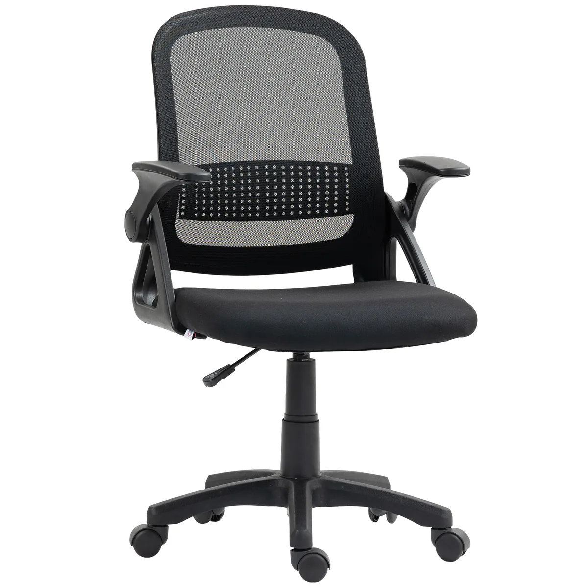 Scaun de Birou HOMCOM Mesh Ergonomic Cotiere Rabatabile Suport Lombar Negru