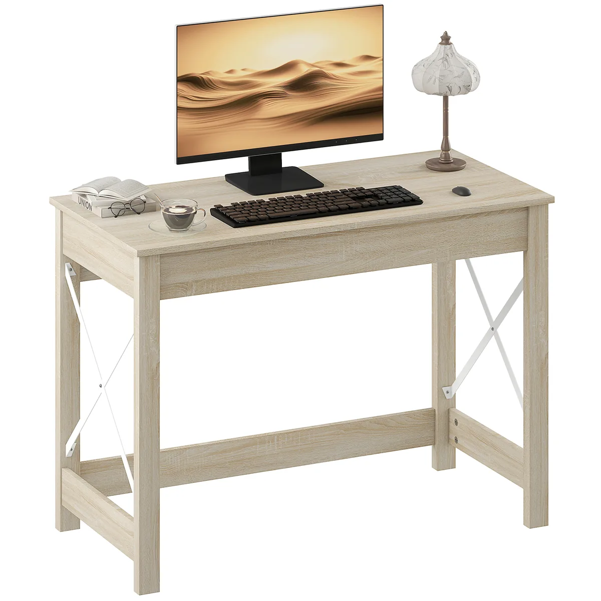Masă de Birou HOMCOM Modernă 105x50x76cm Natural