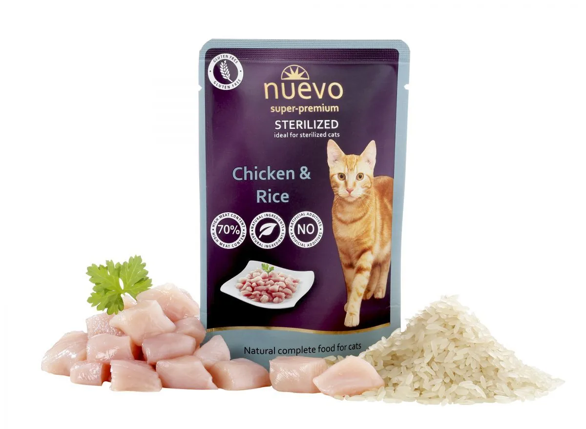 Hrana Umeda pentru Pisici Nuevo Sterilized Pui si Orez 85g