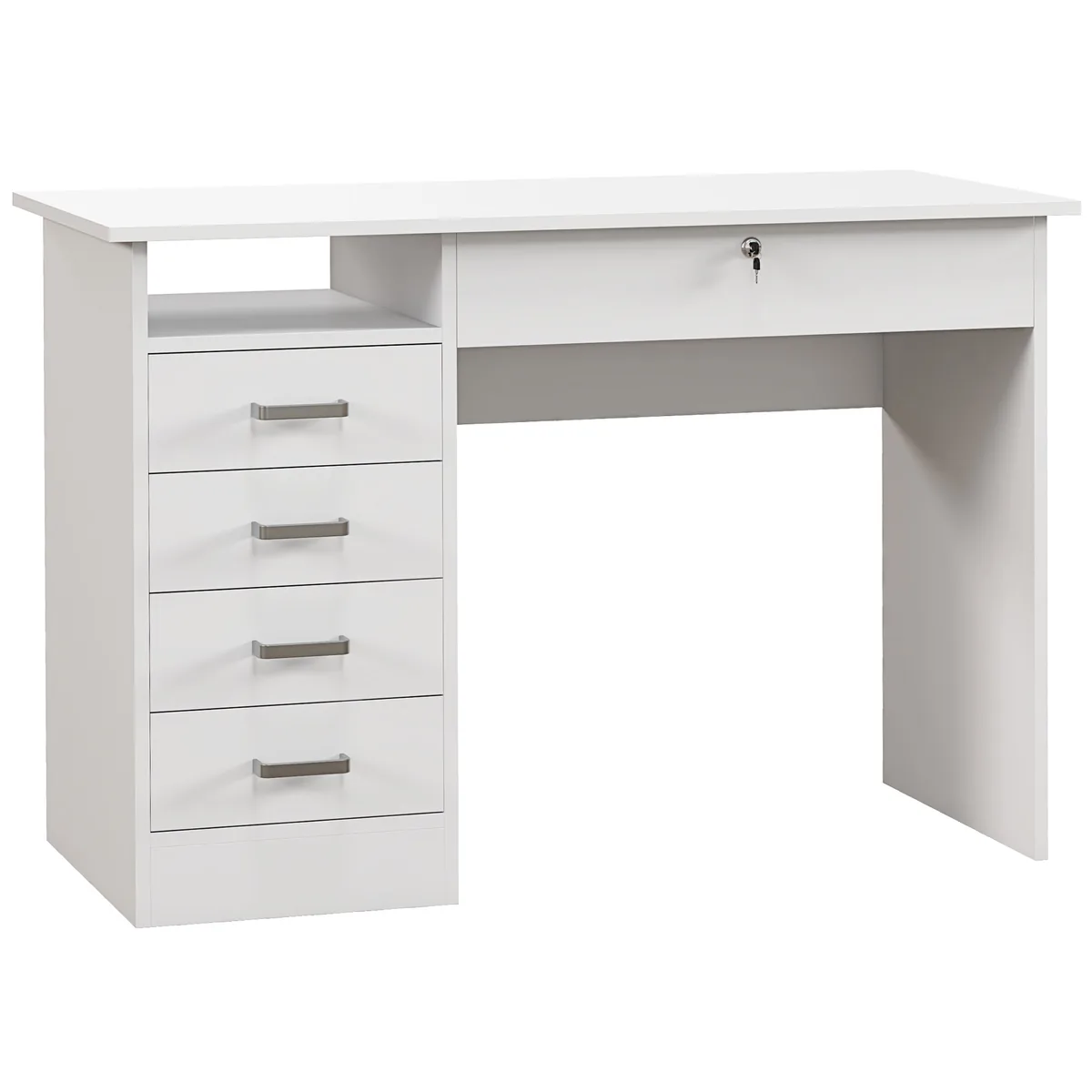Birou HOMCOM 5 Sertare Compartiment Deschis 110x50x76 cm Alb