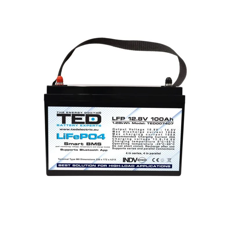 Acumulator LiFePO4 TED Electric 12.8V 100Ah BMS Bluetooth - imagine 2