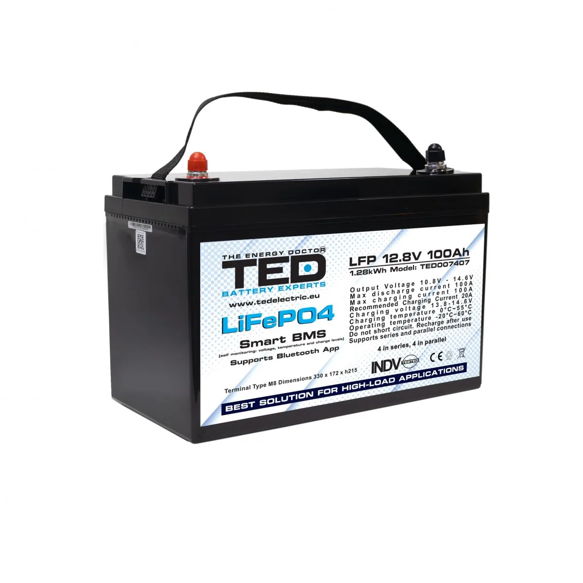 Acumulator LiFePO4 TED Electric 12.8V 100Ah BMS Bluetooth - imagine 3