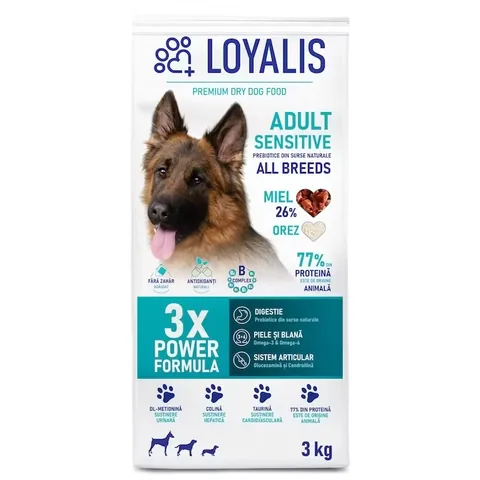 Hrana Uscata Caini Loyalis Adult Sensitive Miel 3kg