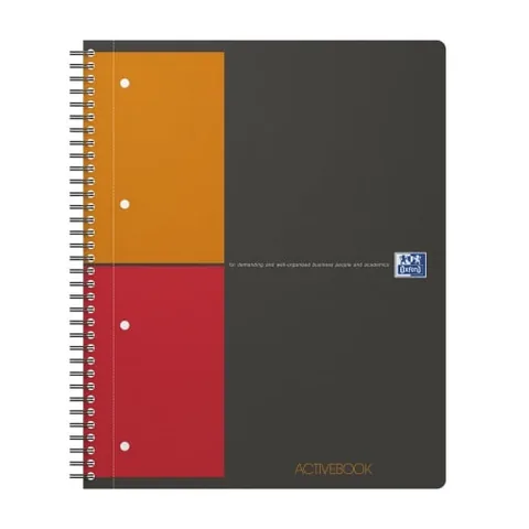 Agenda Oxford Active Book A4+ 80 File Spiră Matematică Gri