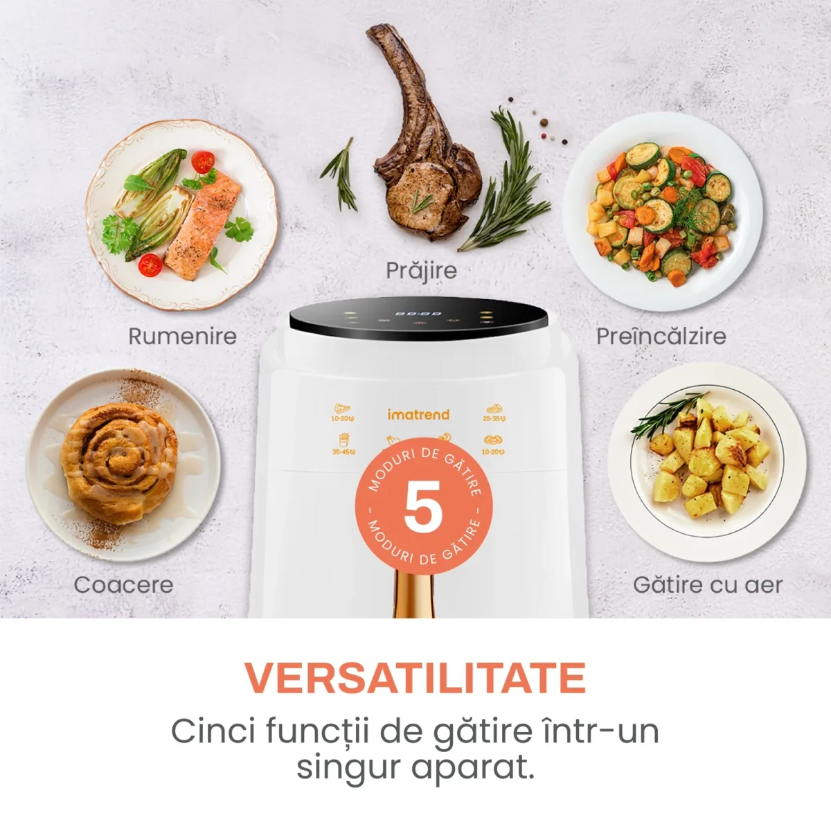 IMA Trend XL Air Fryer 8L Alb - imagine 2