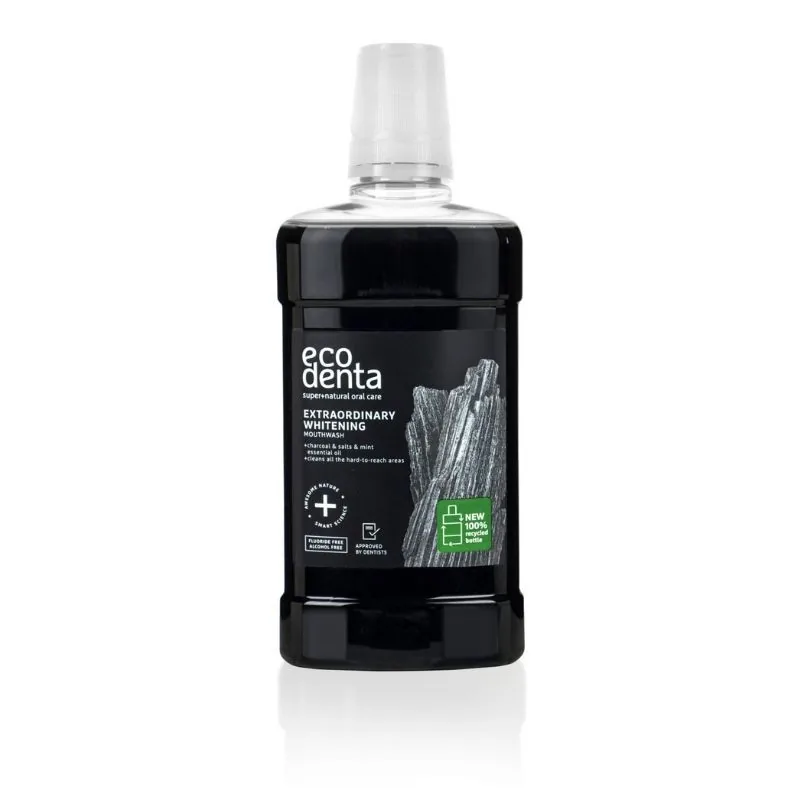 Apa de Gura Ecodenta cu Carbune Extra Albire 500ml