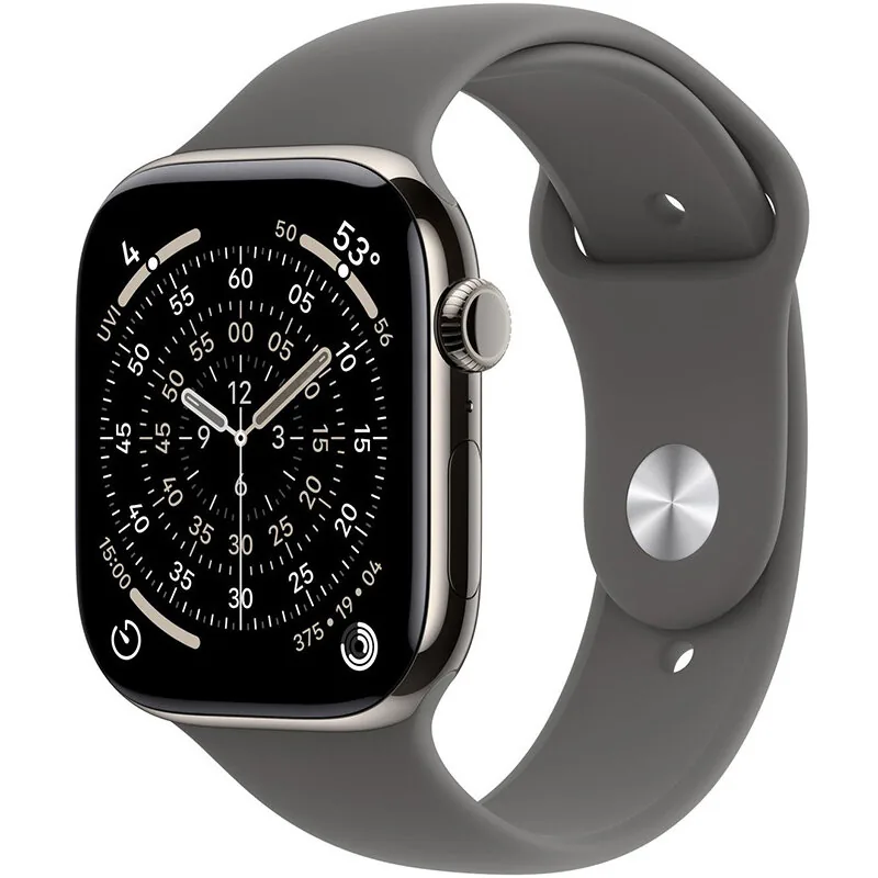 Apple Watch S11 Cellular 42mm Natural Titanium Case Stone Grey Sport Band Marimea S/M