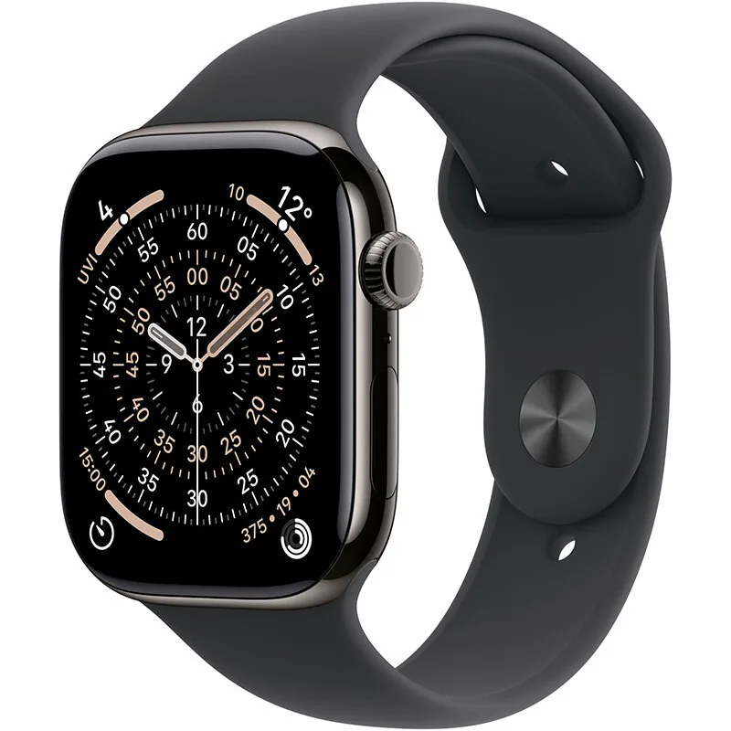 Apple Watch S11 Cellular 46mm Slate Titanium Case Black Sport Band S/M