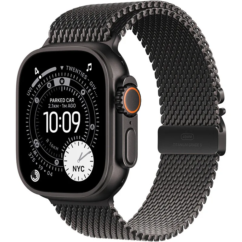 Apple Watch Ultra 3 49mm Black Titanium Black Titanium Milanese Loop Large