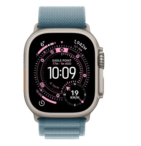 Apple Watch Ultra 3 49mm Natural Titanium Light Blue Alpine Loop Small
