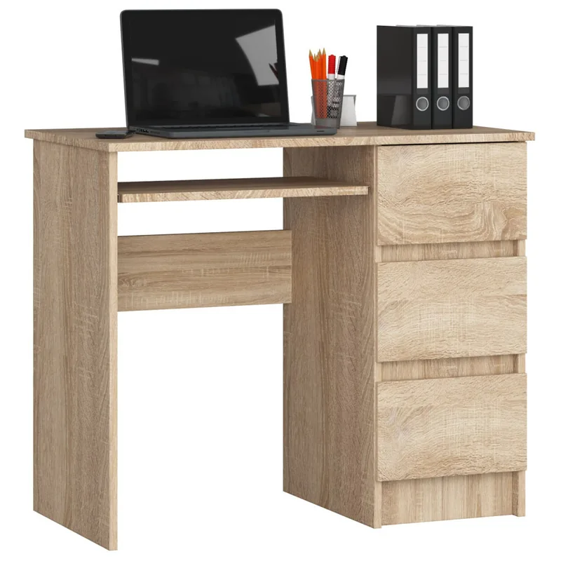 Birou Brius A-6 3 Sertare Raft Tastatura Dreapta 90x50x77cm Stejar Sonoma