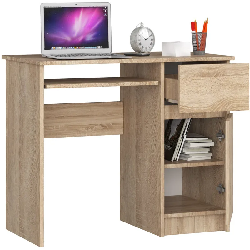 Birou Calculator Brius PIKSEL cu Sertar si Dulap Dreapta 90x50x77cm Stejar Sonoma