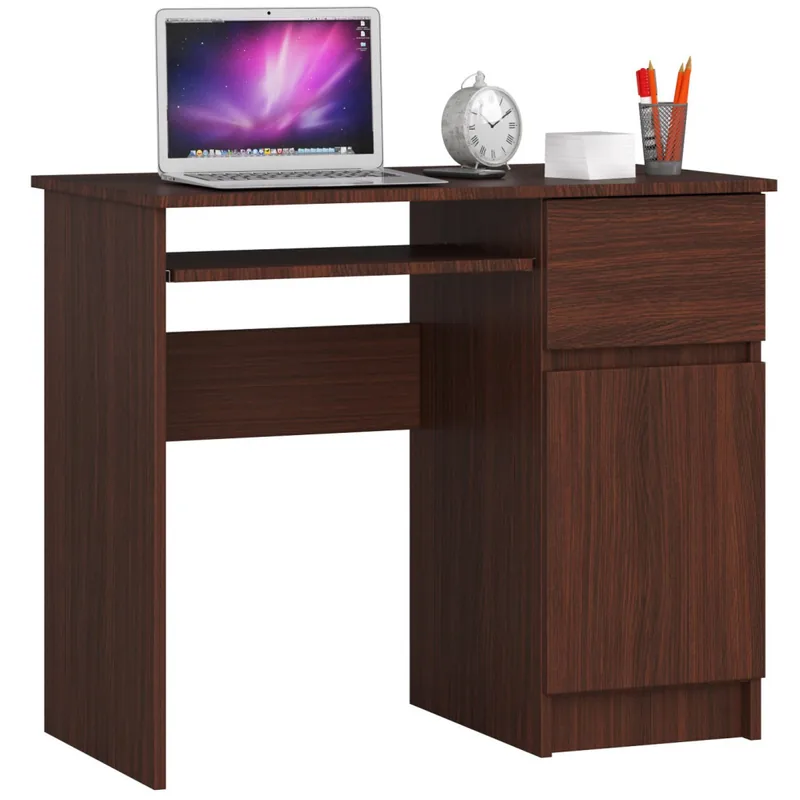 Birou de Calculator Brius cu Sertar Dulap Raft Tastatura 90x50x77cm Maro Wenge