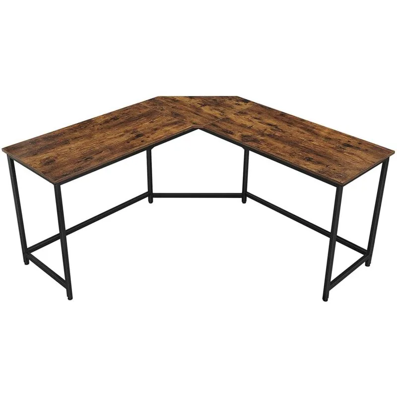 Birou de Colt Brius Cadru Otel Industrial 149x149x75cm Maro Rustic Negru