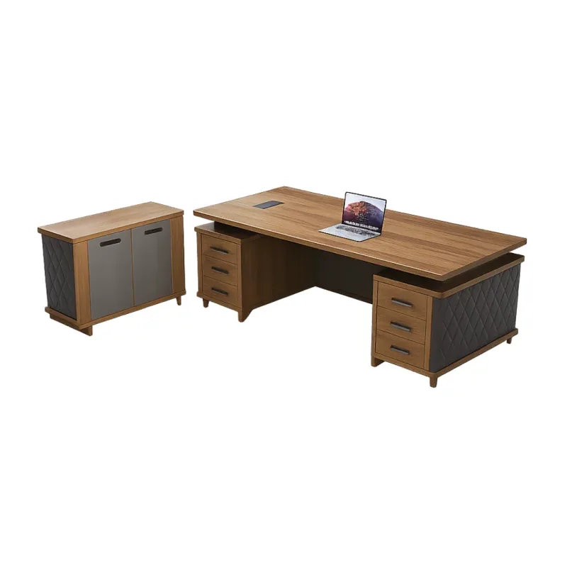 Birou Directorial Majestic cu Dulap Lateral Mobil 2400x1000x750mm