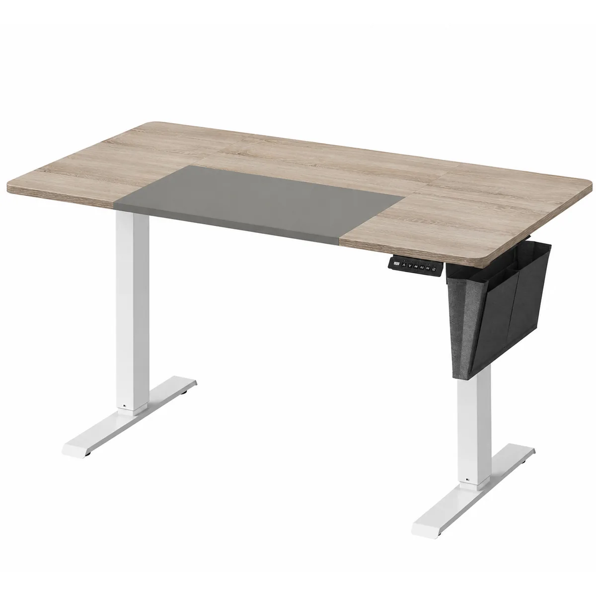 Birou Electric Brius 140x60cm Memorie 4 Inaltimi Gri Stejar