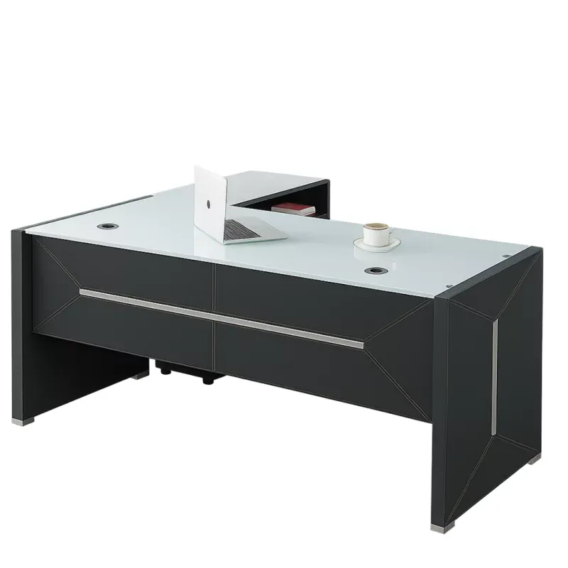 Birou Managerial Elegance cu Blat de Sticla 180x80x75cm