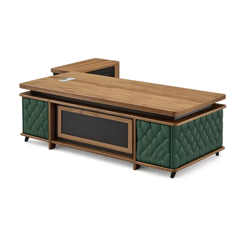 Birou Managerial Majestic cu Dulap Lateral Mobil W2000xD950xH750mm Verde Lemn