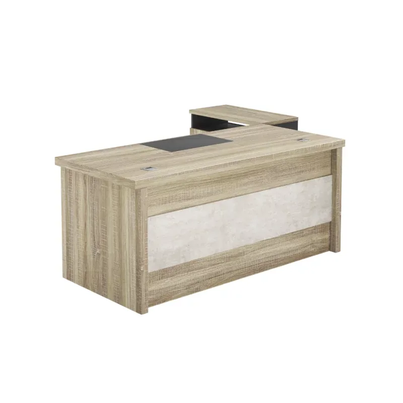 Birou Managerial Prestige cu Dulap Lateral 180x80x75cm Blat 50mm Stejar Deschis