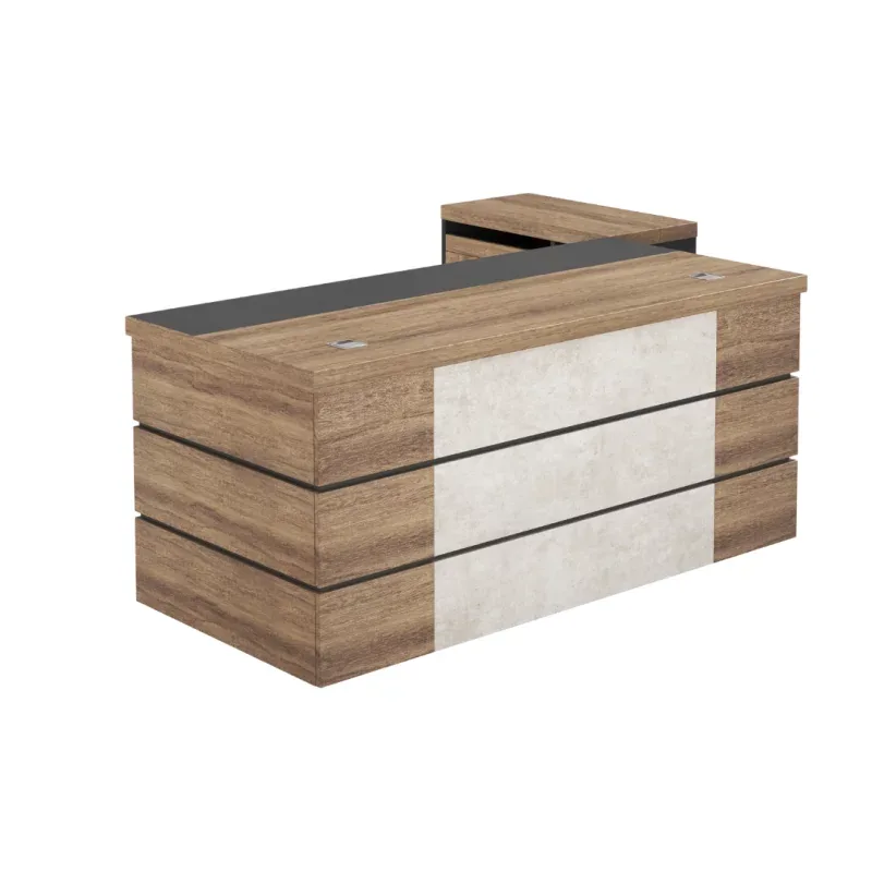 Birou Managerial Castello cu Dulap Lateral Mobil 160x80x75cm Gri Deschis Lemn