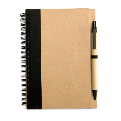 Bloc Notes cu Pix Midocean B6 Reciclat 140 Pagini cu Spirala