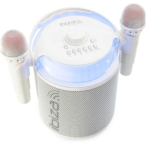 Boxa Karaoke Ibiza Sound 2 Microfoane Wireless BT USB MSD Aux Alb