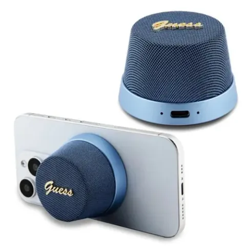 Boxa Portabila Bluetooth Guess Stand Magnetic Script Metal 3W Albastra