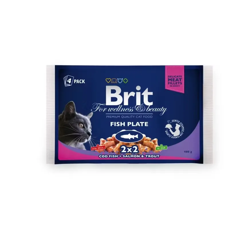 Hrana Umeda pentru Pisici Brit Premium Felii de Peste 4x100g