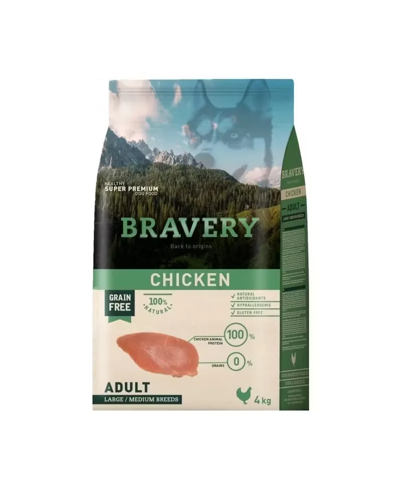 Hrana Uscata Caini Bravery Large-Medium Adult Pui 4kg