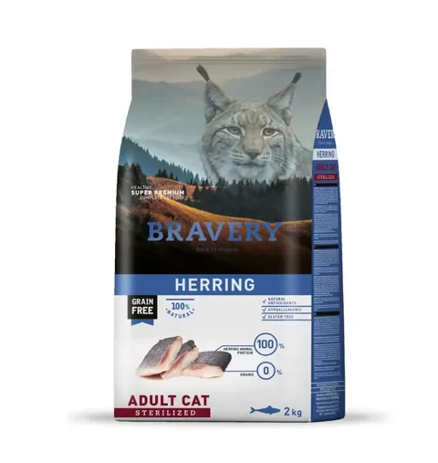 Hrana Uscata pentru Pisici Bravery Adult Cat Sterilised Hering 2kg