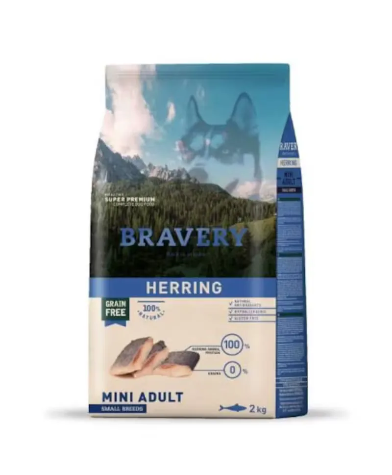 Hrana Uscata Pentru Caini Bravery Dog Mini Adult Hering 2kg